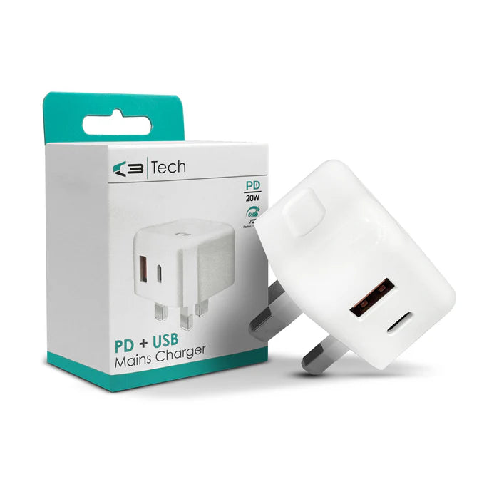 PD + USB C Plug,20W  Wall Charger Plug Fast Charge